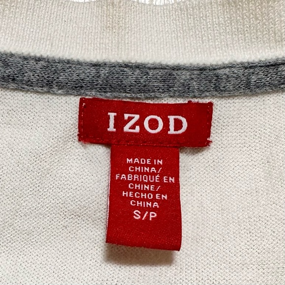 Izod EUC Cream White Knit Cotton V-neck Ribbed Light Sweater Size Small - Picture 6 of 10